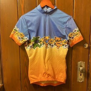 Colorful Dancing Bear Cycling Jersey Grateful Dead Ride 7b size Small VGUC
